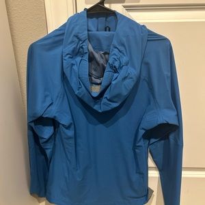 Blue Patagonia rain jacket